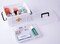 White Empty Medical Box for Home Emergency Supplies, Travel, Car, and Dorms – Compact First Aid Box with Handle, Detachable Tray and Locking Lid – Medical Organizer and First Aid Kit Storage